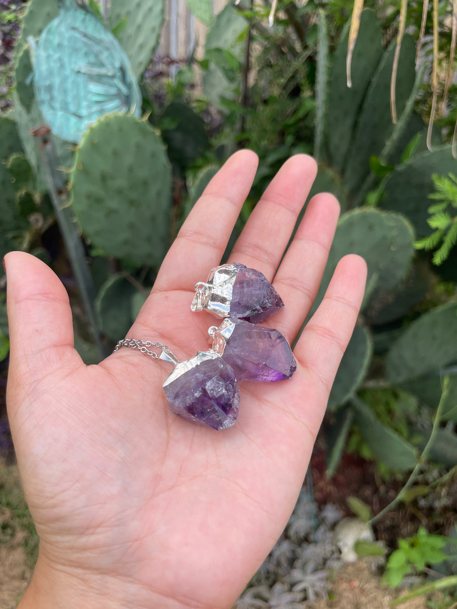 Rough Amethyst necklace hypoallergenic