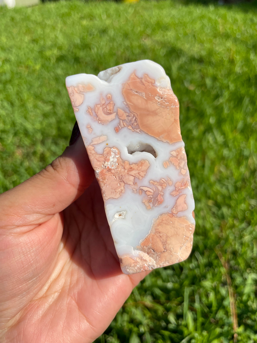 Pink Flower Agate free form