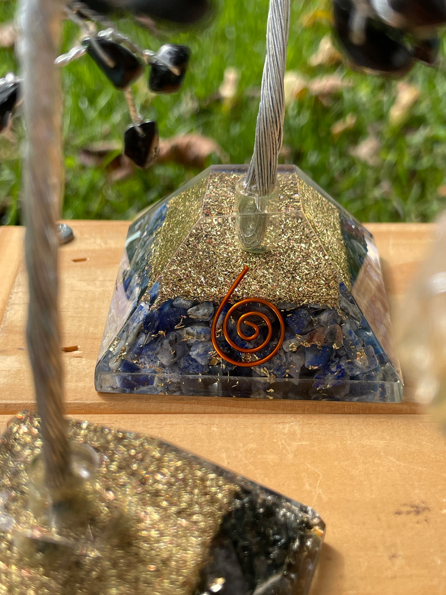 Crystal Trees with Orgone Pyramid Base 7 Inches(100 chips)