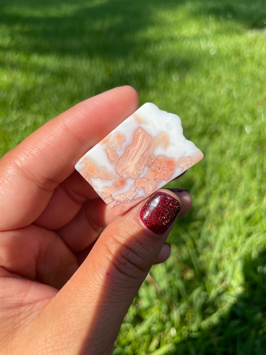 Pink petal Flower Agate free form with druzy