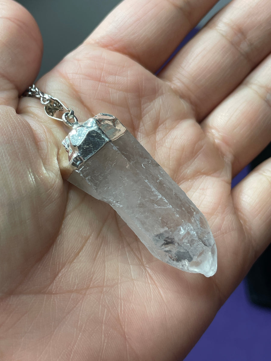 Clear Quartz Point 16” chain hypoallergenic necklace