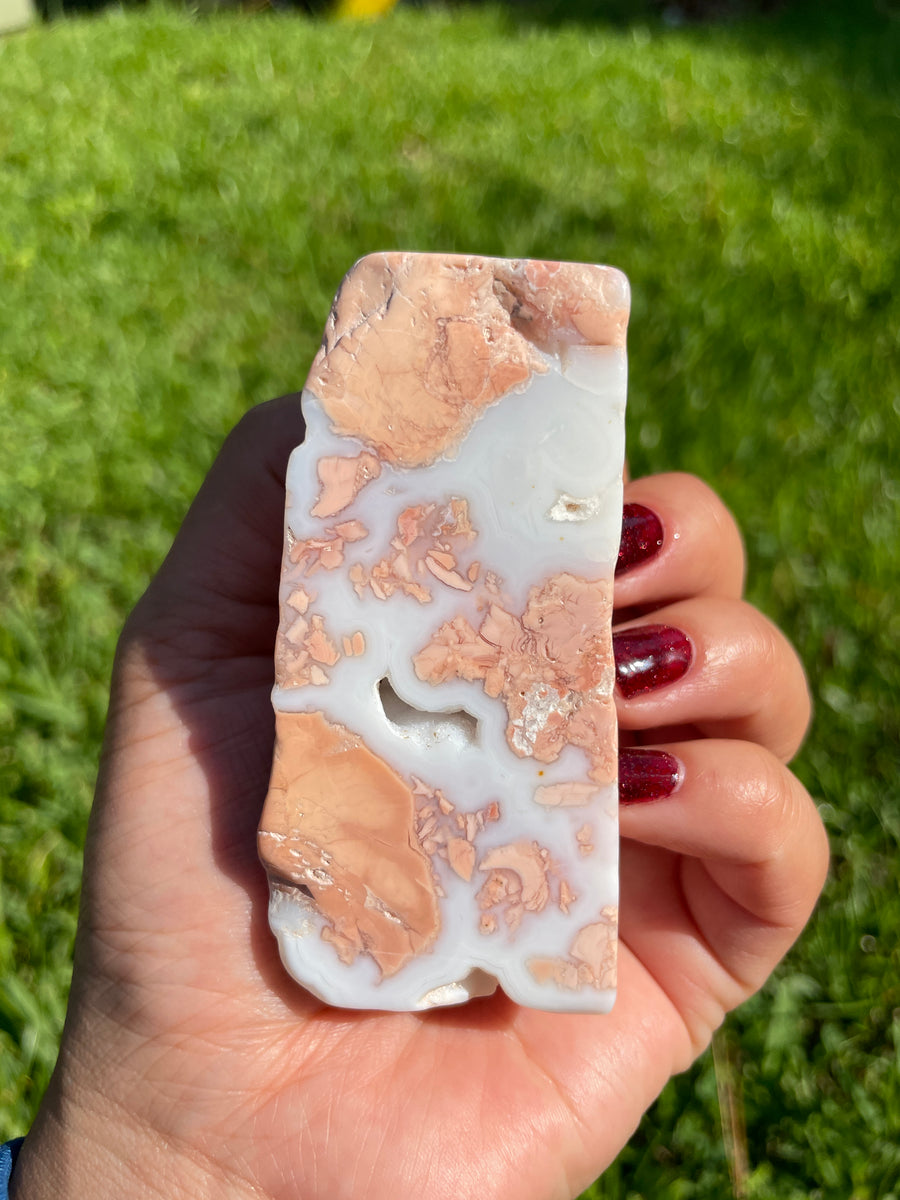 Pink Flower Agate free form