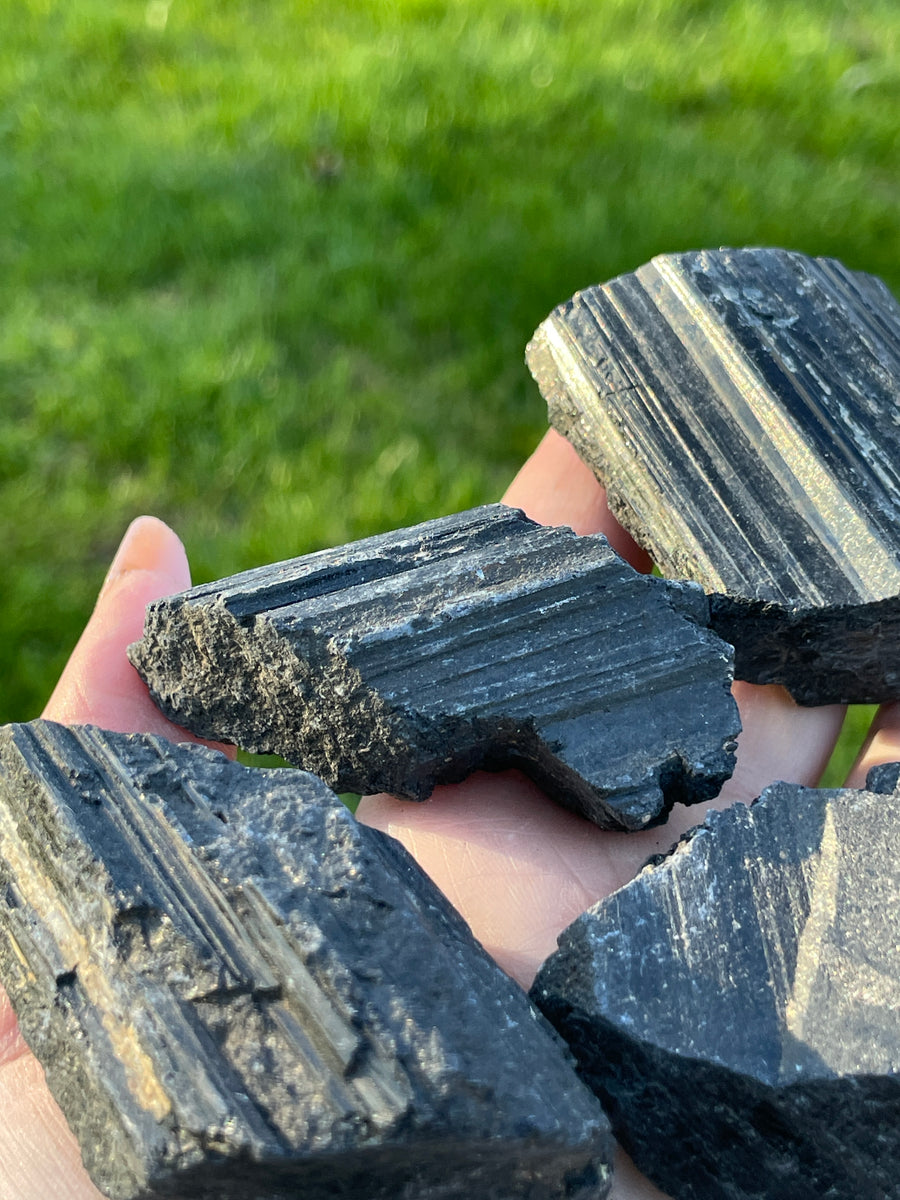 Black tourmaline raw chunk