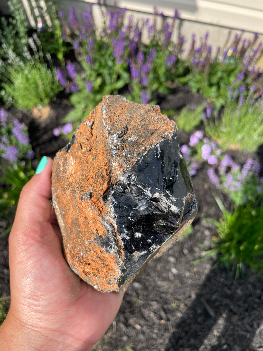 Raw black midnight lace obsidian