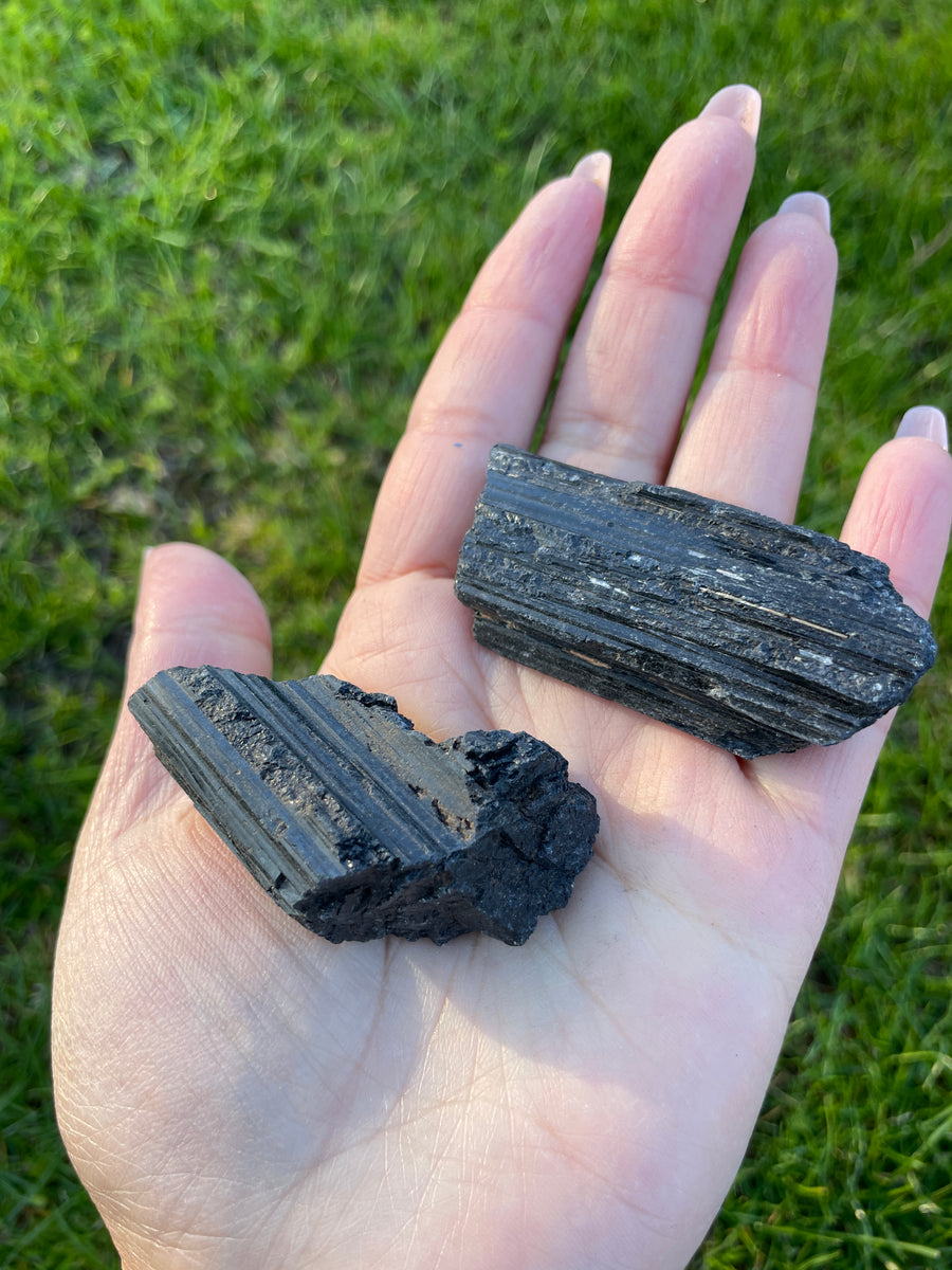 Black tourmaline raw chunk