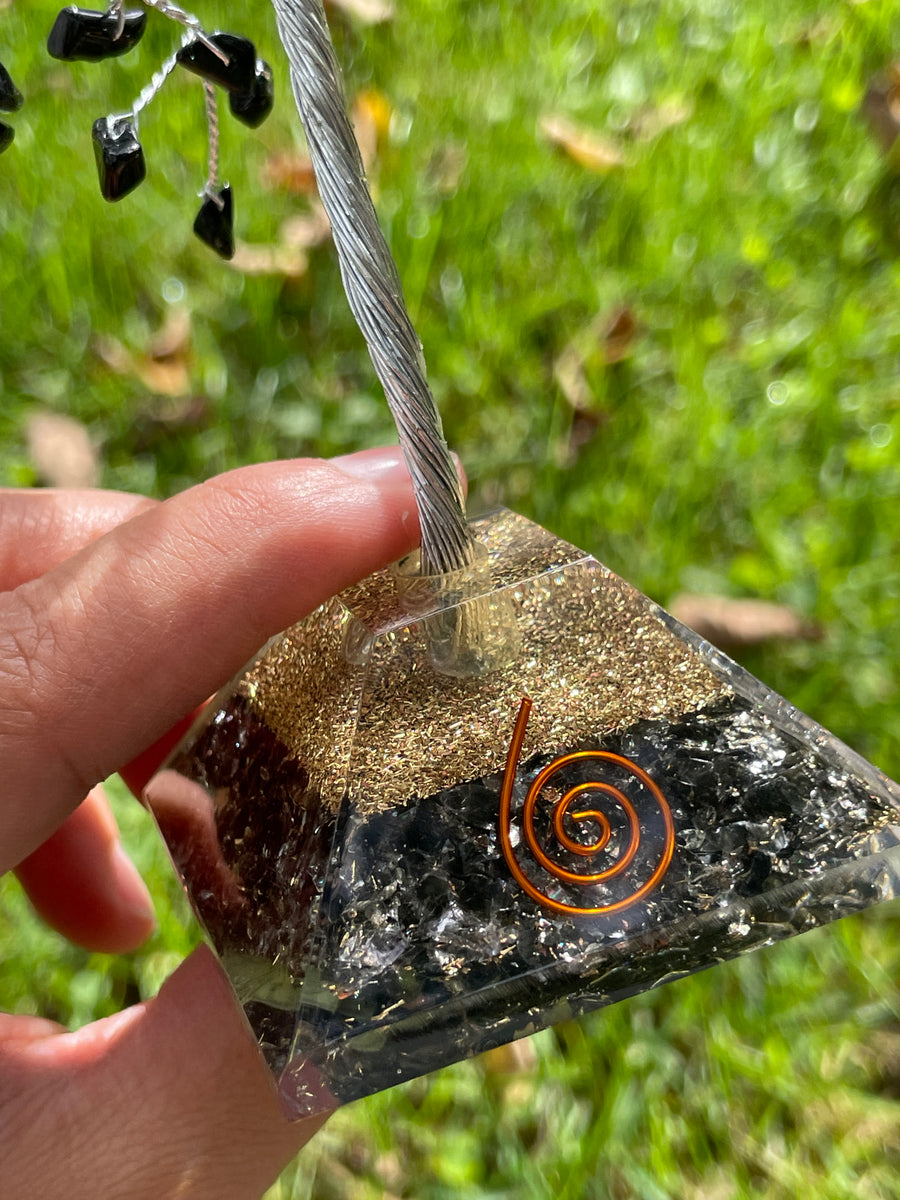 Crystal Trees with Orgone Pyramid Base 7 Inches(100 chips)