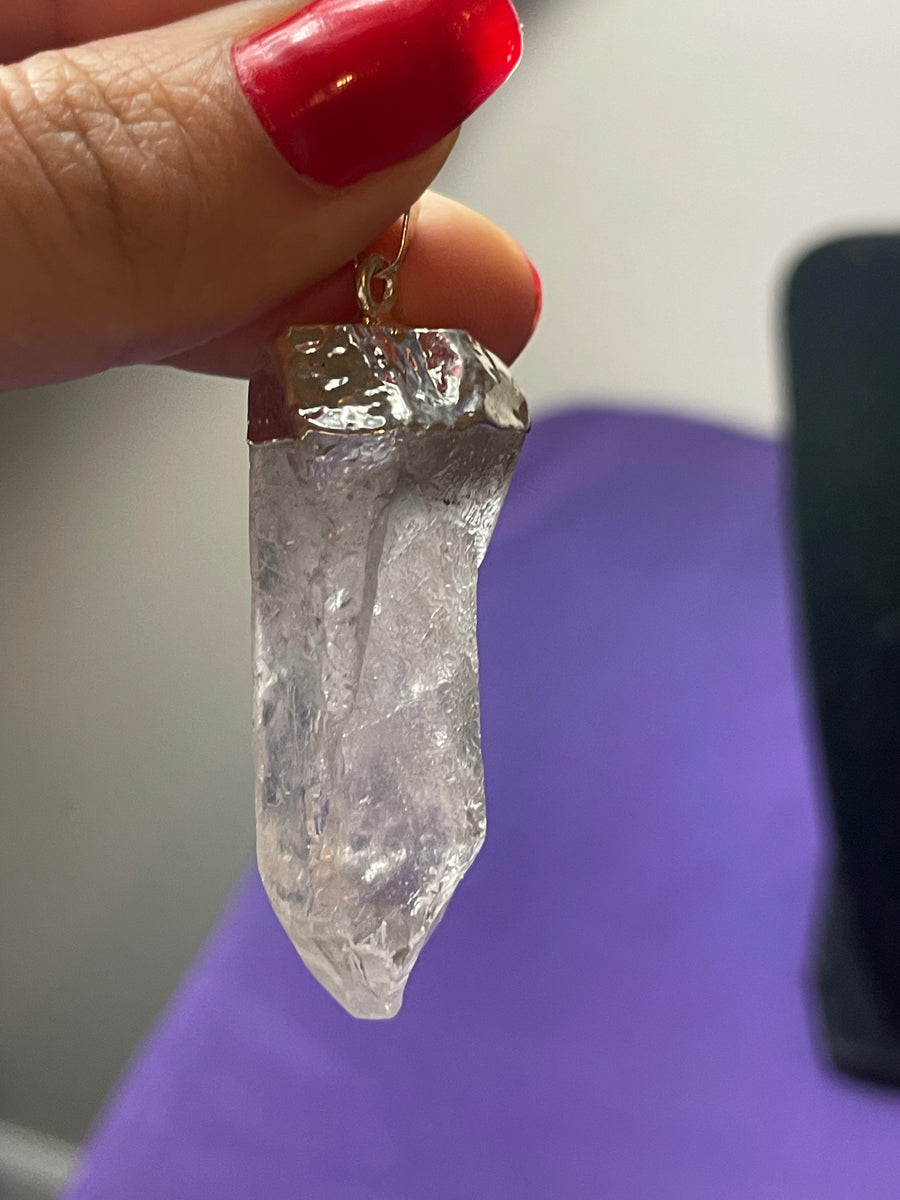 Clear Quartz Point 16” chain hypoallergenic necklace