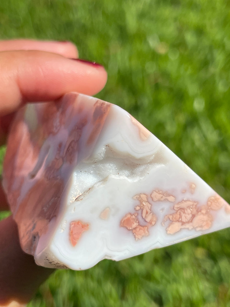 Pink Flower Agate free form