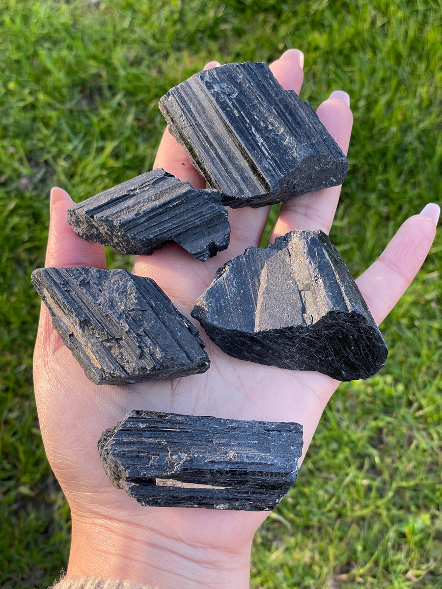 Black tourmaline raw chunk