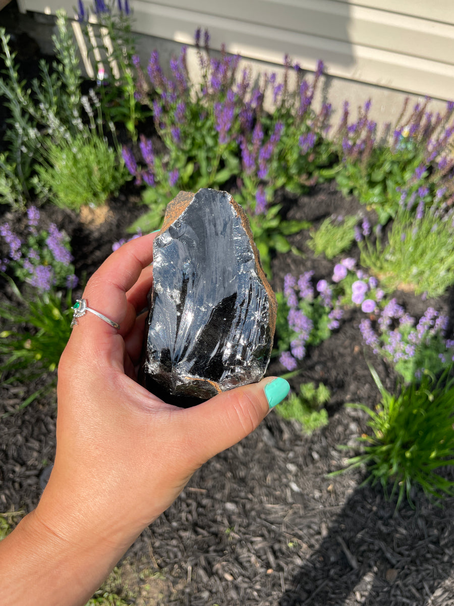 Raw black midnight lace obsidian