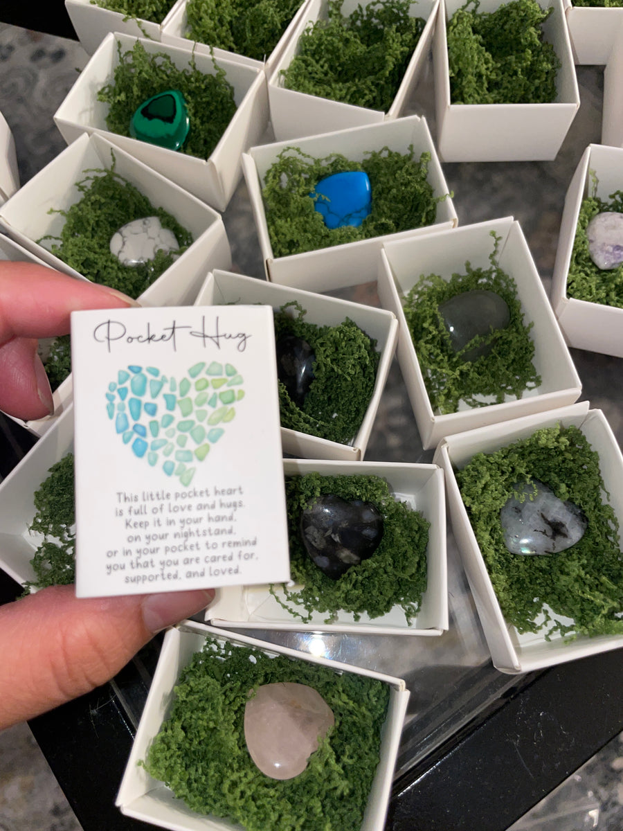 Heart carving in box with mental health quotes