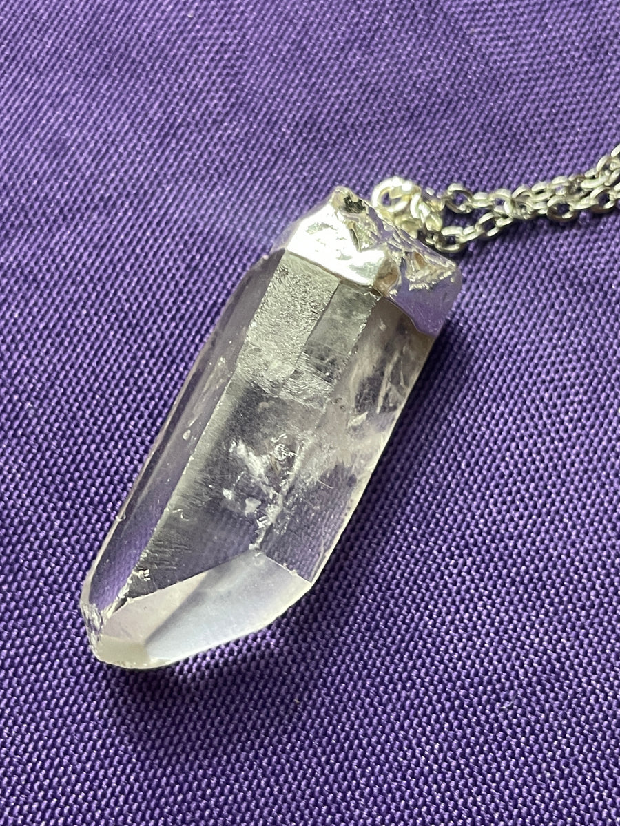 Clear Quartz Point 16” chain hypoallergenic necklace