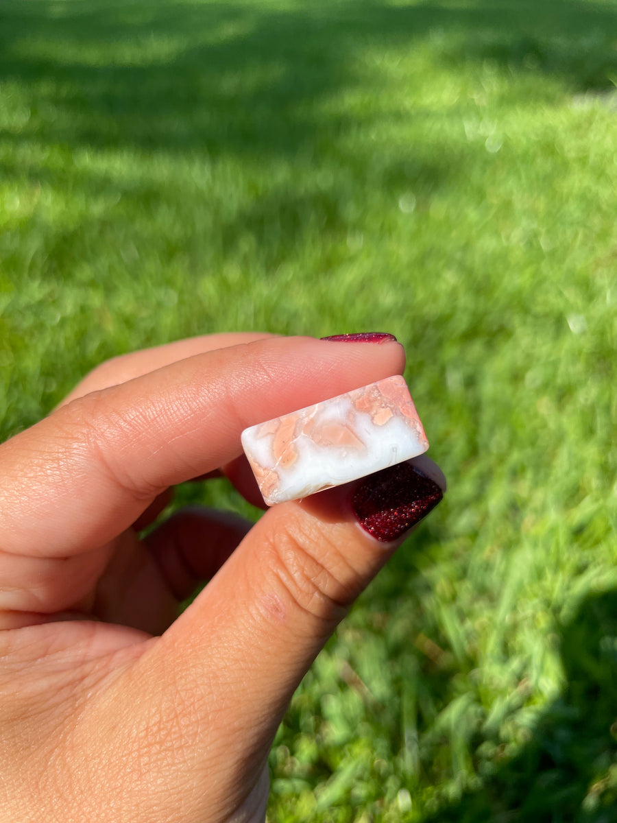 Pink petal Flower Agate free form with druzy