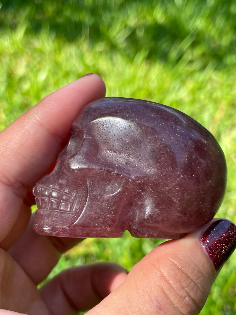 Strawberry Quartz Crystal skull