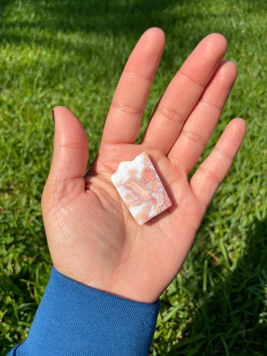 Pink petal Flower Agate free form with druzy