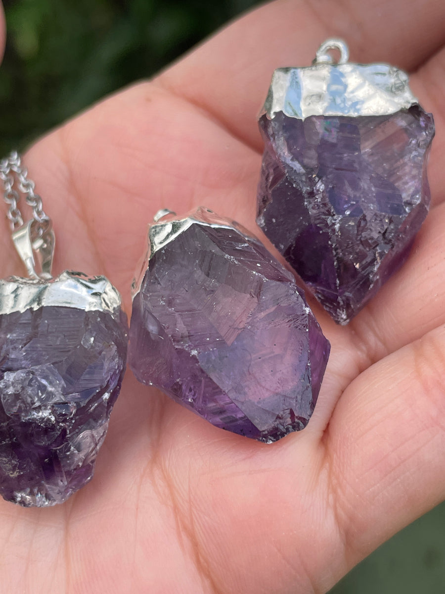 Rough Amethyst necklace hypoallergenic