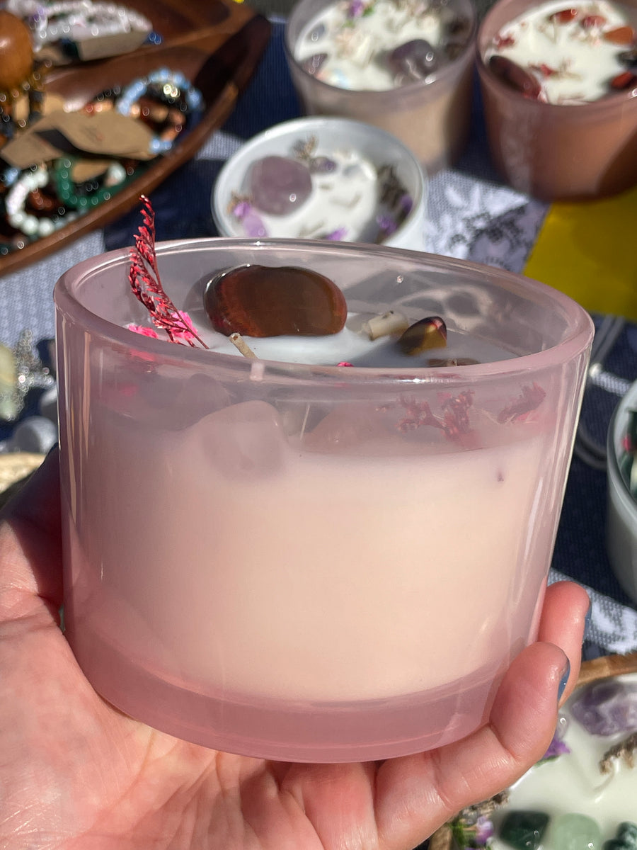 Ginger scented self love crystal candle
