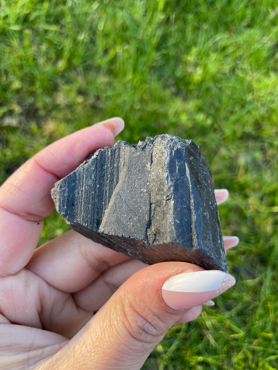 Black tourmaline raw chunk