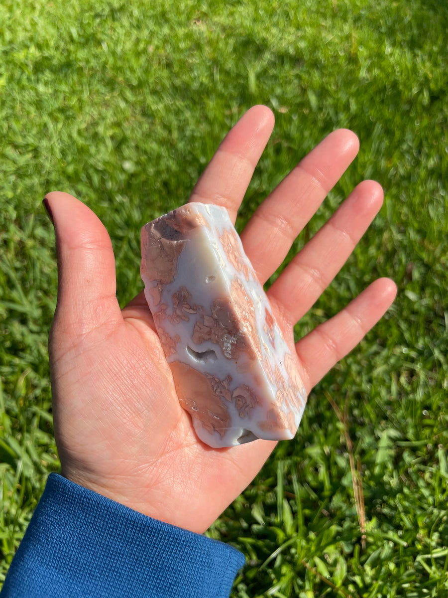 Pink Flower Agate free form