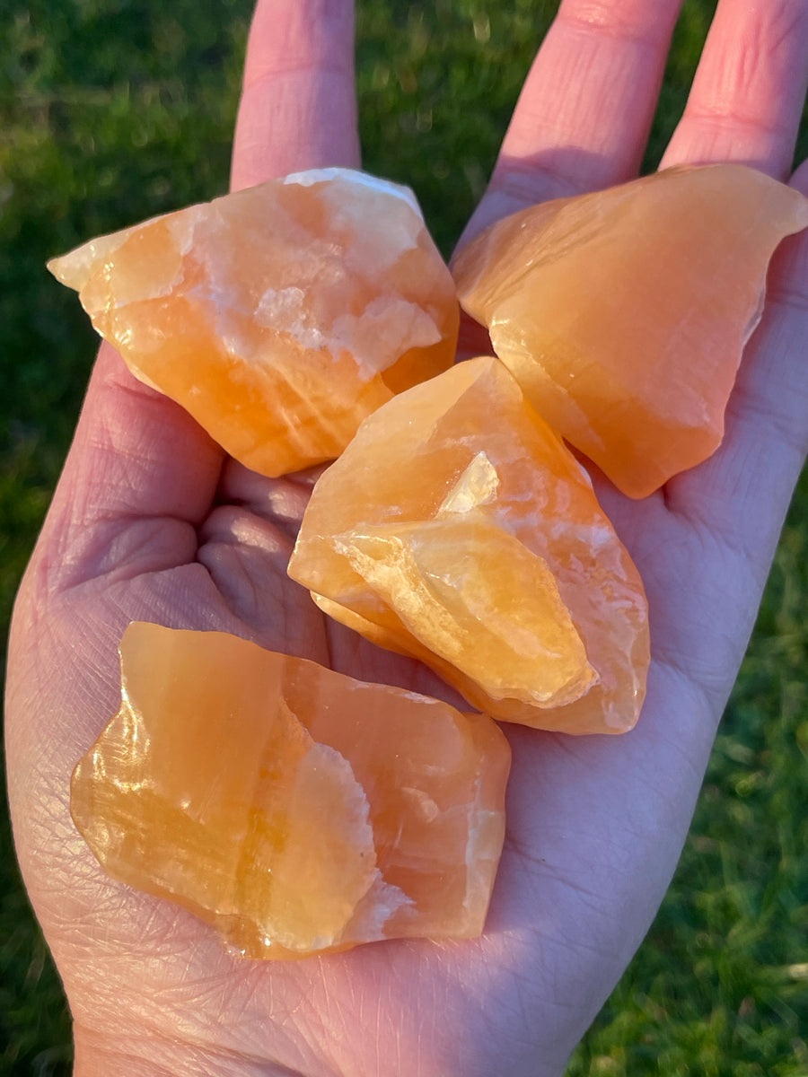 Orange calcite raw