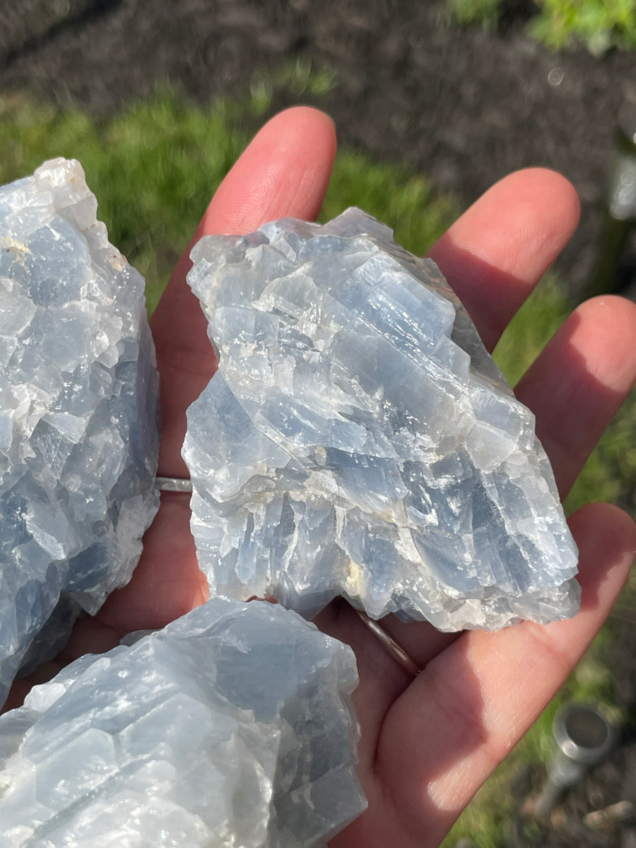 Blue calcite palm size chunks