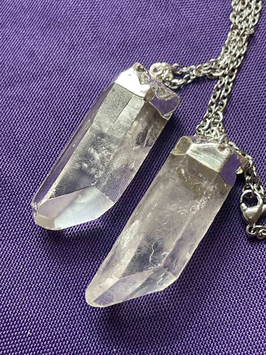 Clear Quartz Point 16” chain hypoallergenic necklace