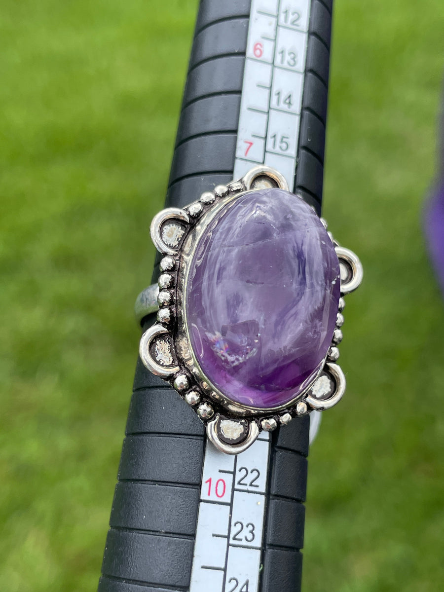 Purple fluorite ring size 8