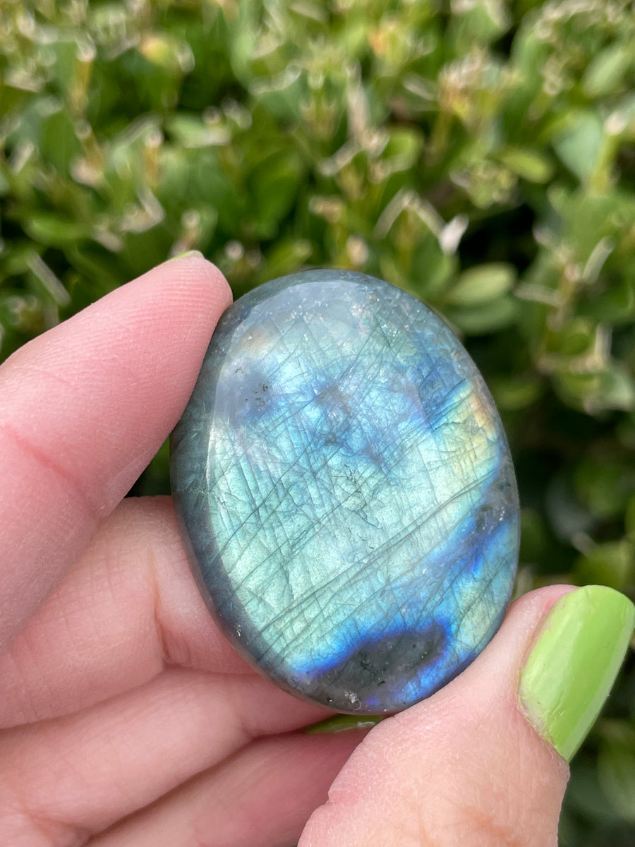 Labradorite cabochon worry stone