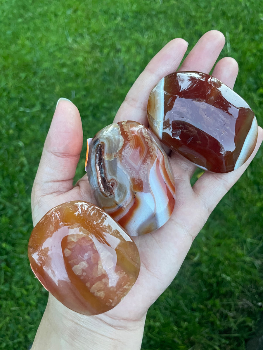 High quality Carnelian Palm stone