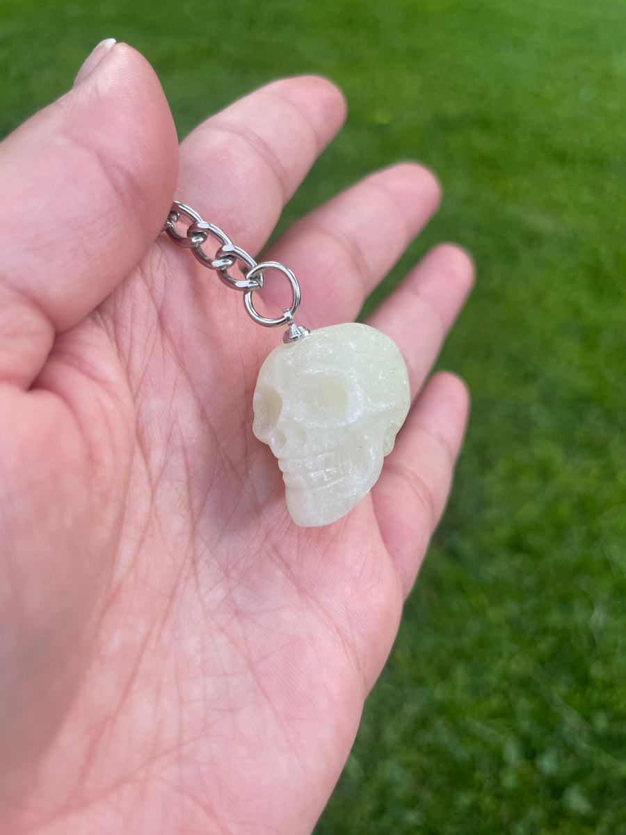 Mini skull crystal keychain only yellow Jasper left