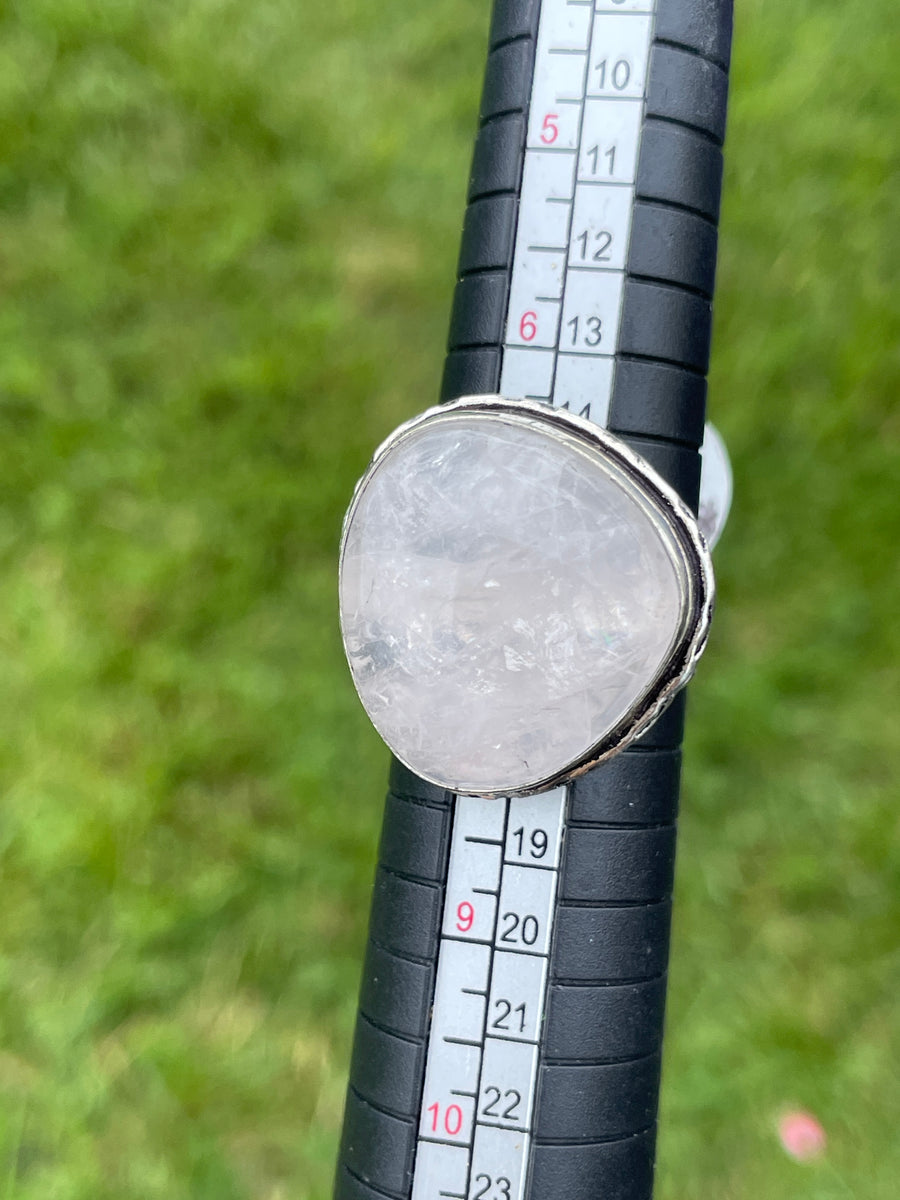 Rose quartz 925 silver ring size 7