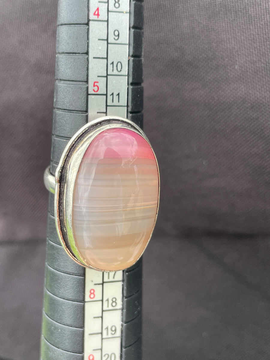 Pink Agate ring size 6