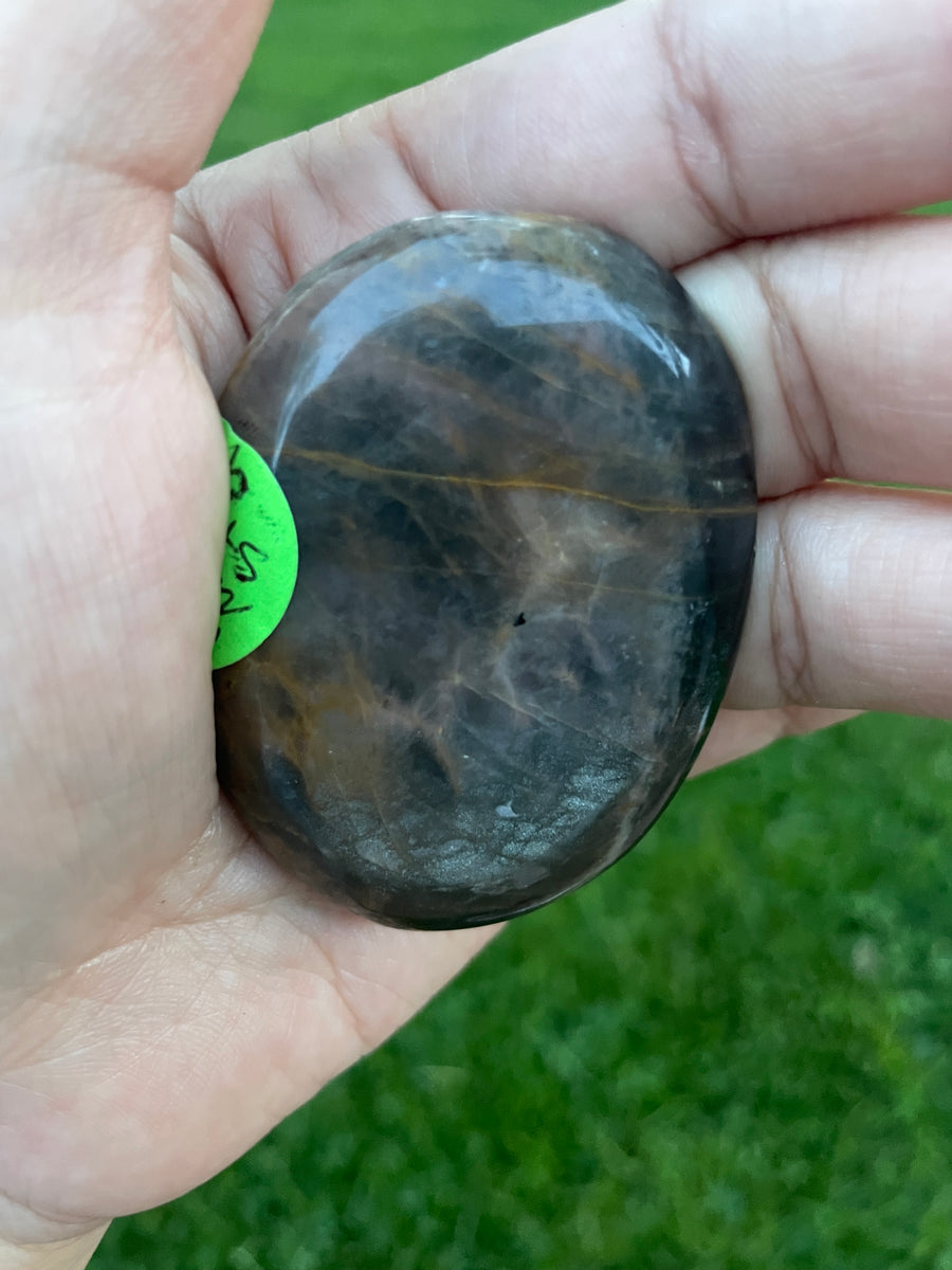 Black moonstone palm stone