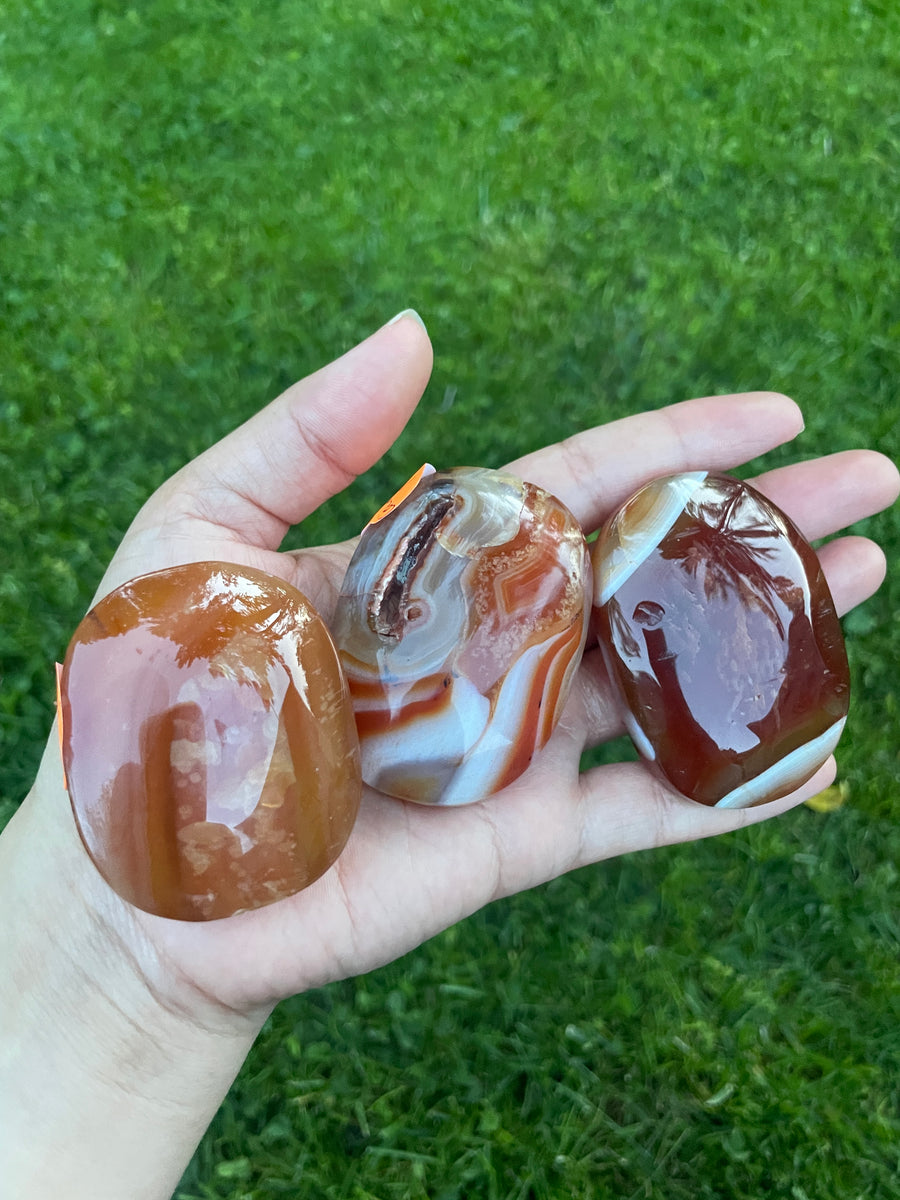 High quality Carnelian Palm stone