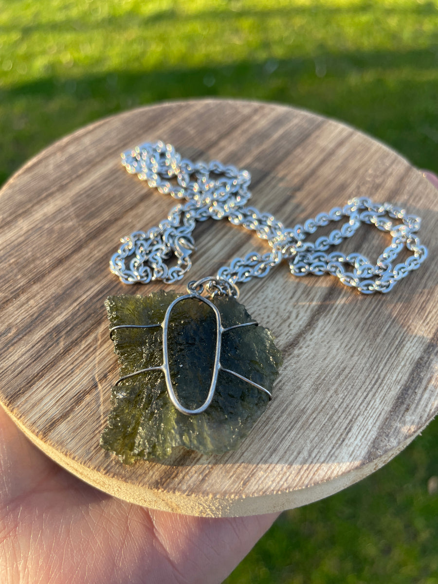 Sale! Large Rare Moldavite  necklace