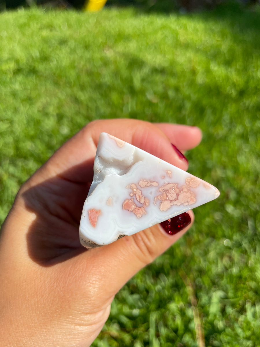 Pink Flower Agate free form