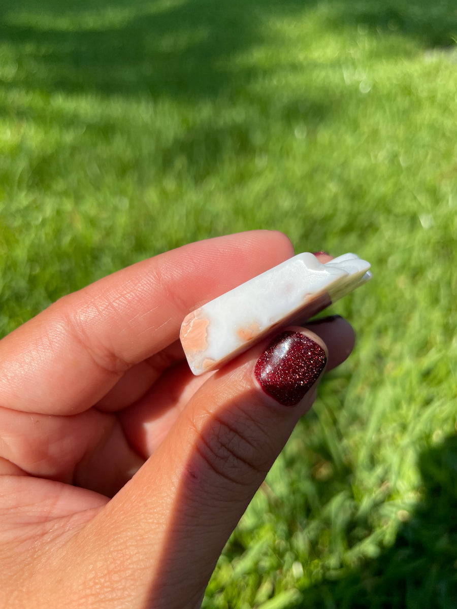 Pink petal Flower Agate free form with druzy