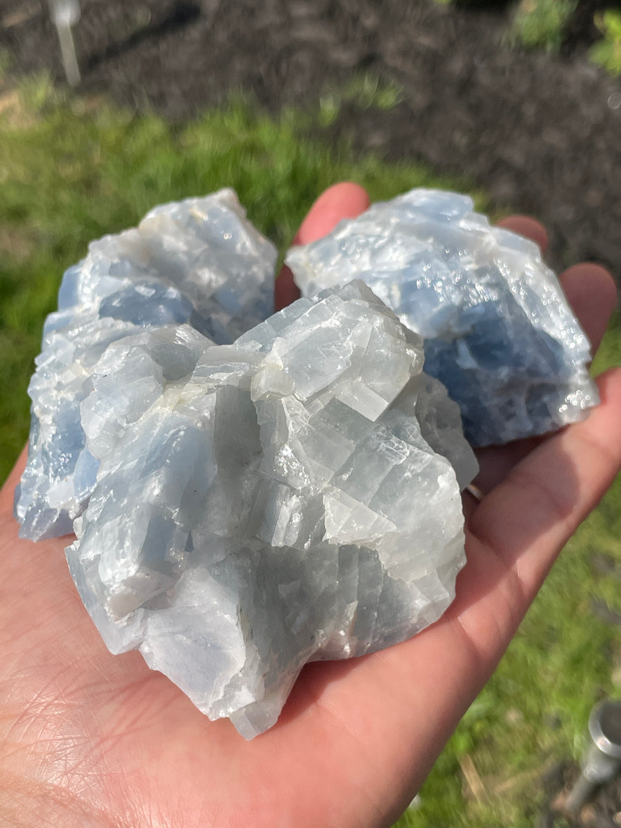 Blue calcite palm size chunks