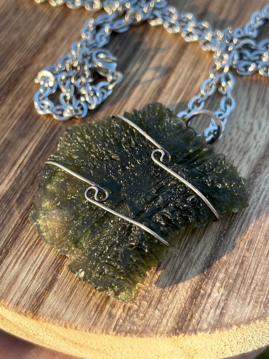 Sale! Large Rare Moldavite  necklace