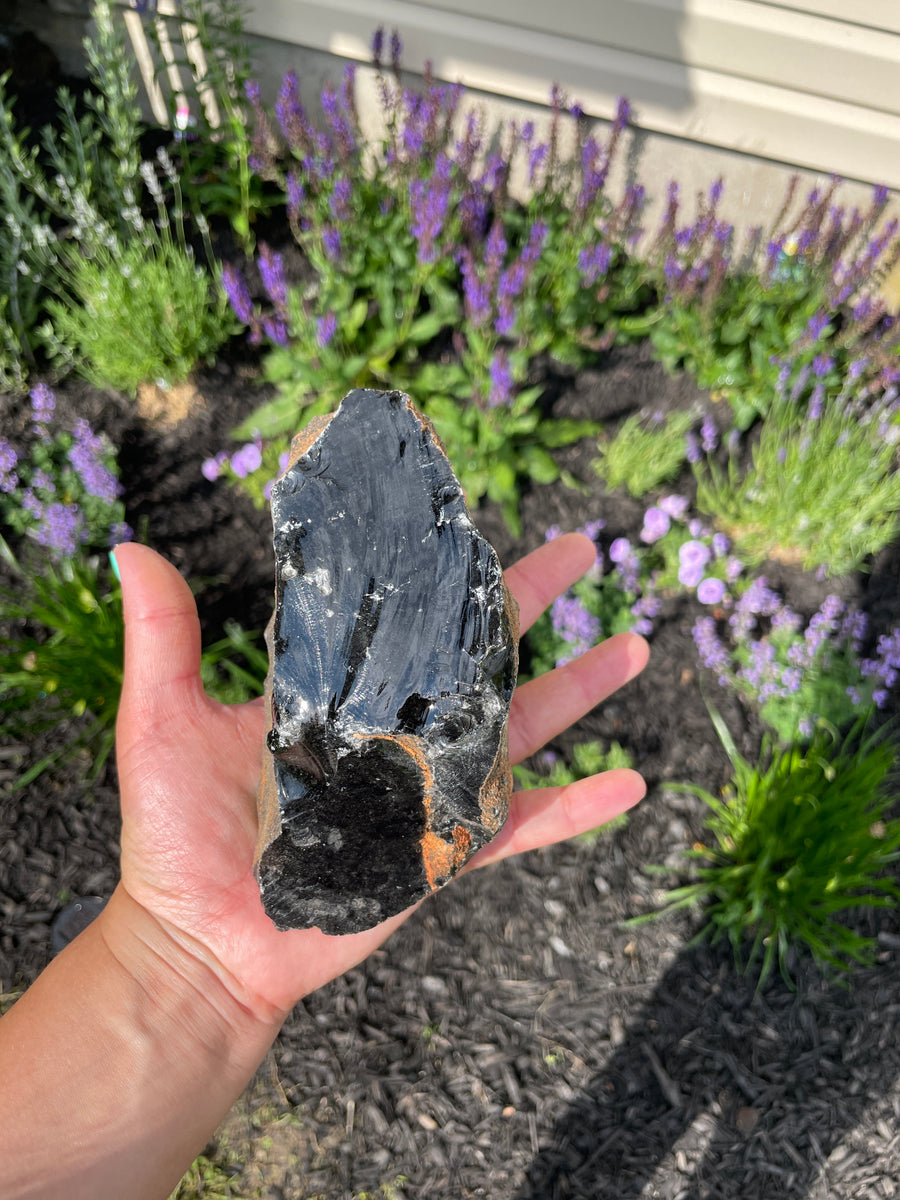 Raw black midnight lace obsidian