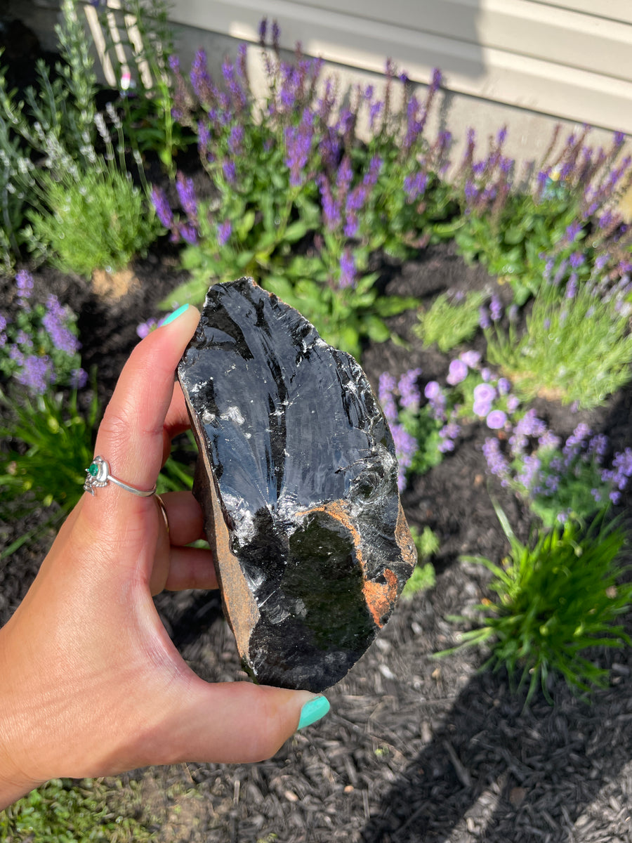 Raw black midnight lace obsidian