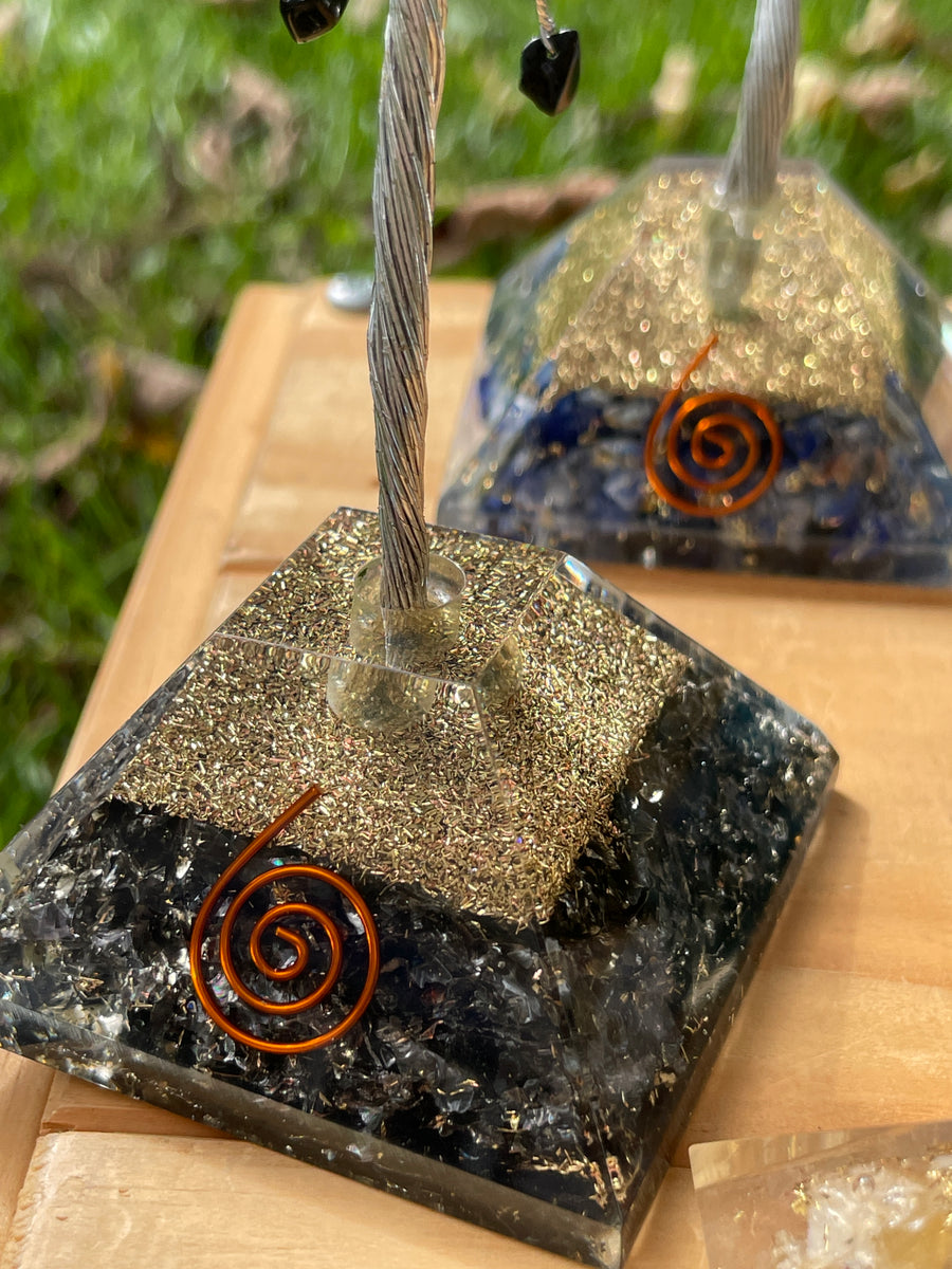 Crystal Trees with Orgone Pyramid Base 7 Inches(100 chips)