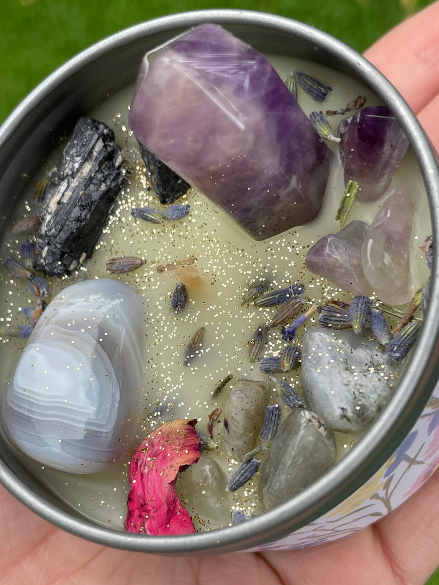 Peony crystal candle