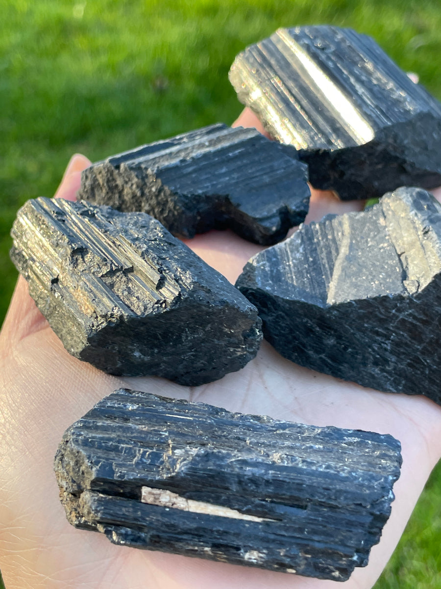 Black tourmaline raw chunk