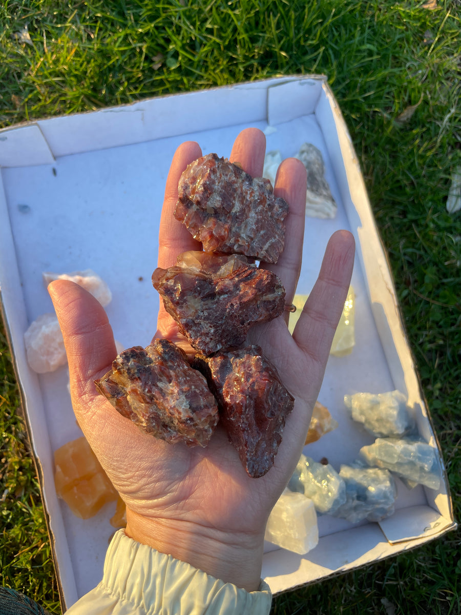 Red Calcite raw