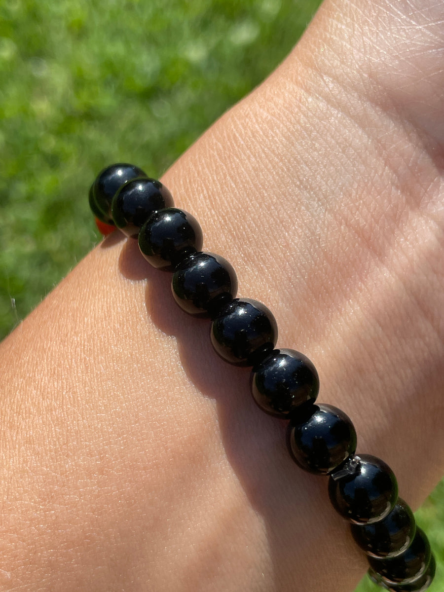 Tigers eye carnelian and black obsidian protection bracelet handmade