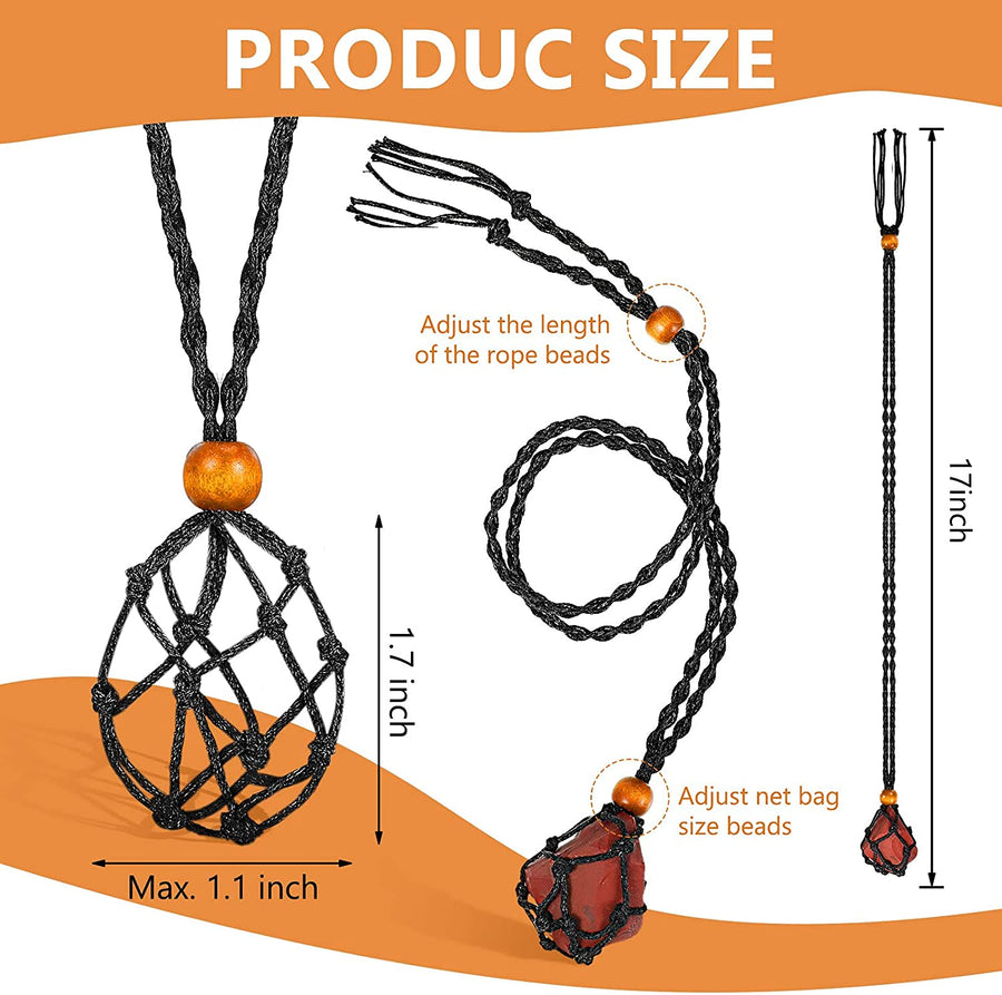 Macramé cage Necklace with mystery tumble